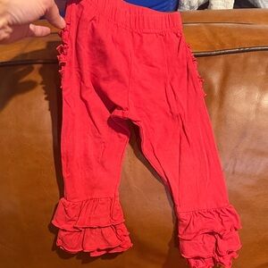 Ruffle Butts Vibrant Red Ruffled flared Leggings